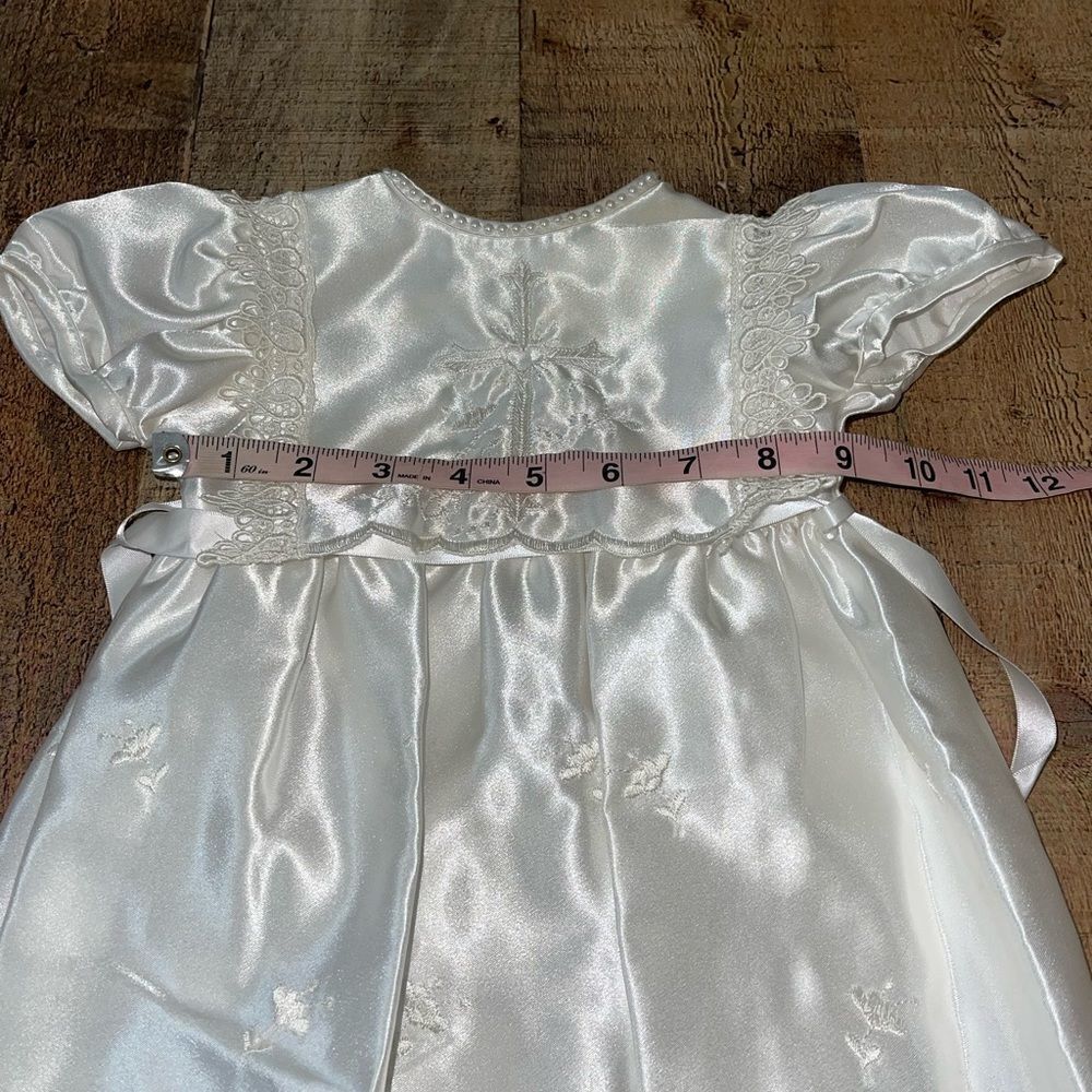 White Holy Communion Dress Tulle Flared Skirt cross Beads vintage - Picture 6 of 7